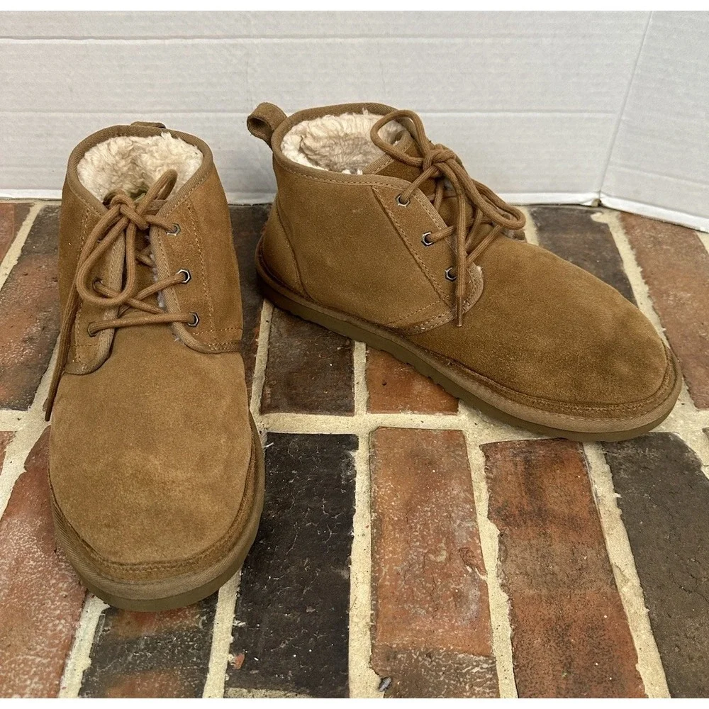 UGG Brown Suede Chukka Boots Shearling Lace Up Ankle Comfort Warm Men's 13